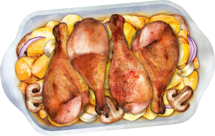 Baked chicken legs with potatoes